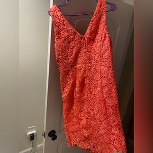 Coral Lace midi dress